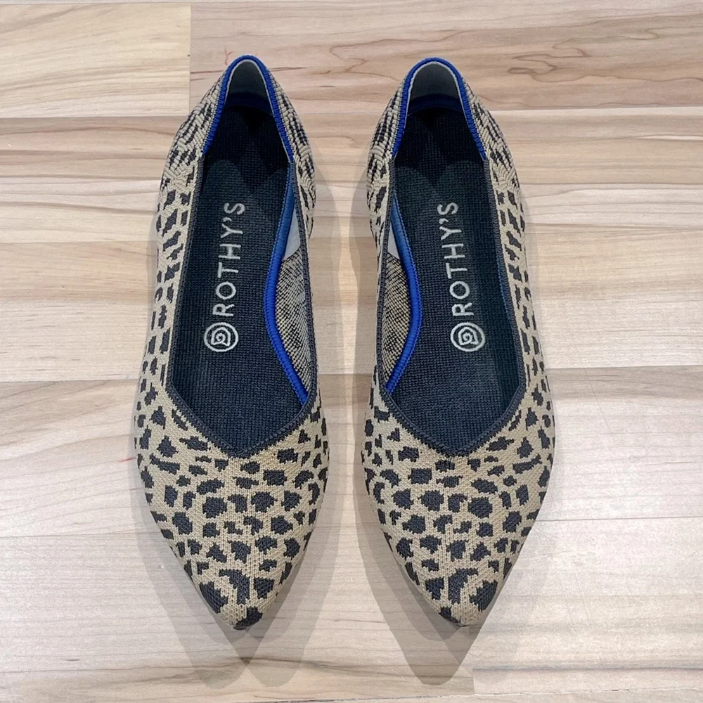 Rothy’s The Point Flats - Black and Tan Cheetah Print, Size 9.5 - Picture 2 of 9